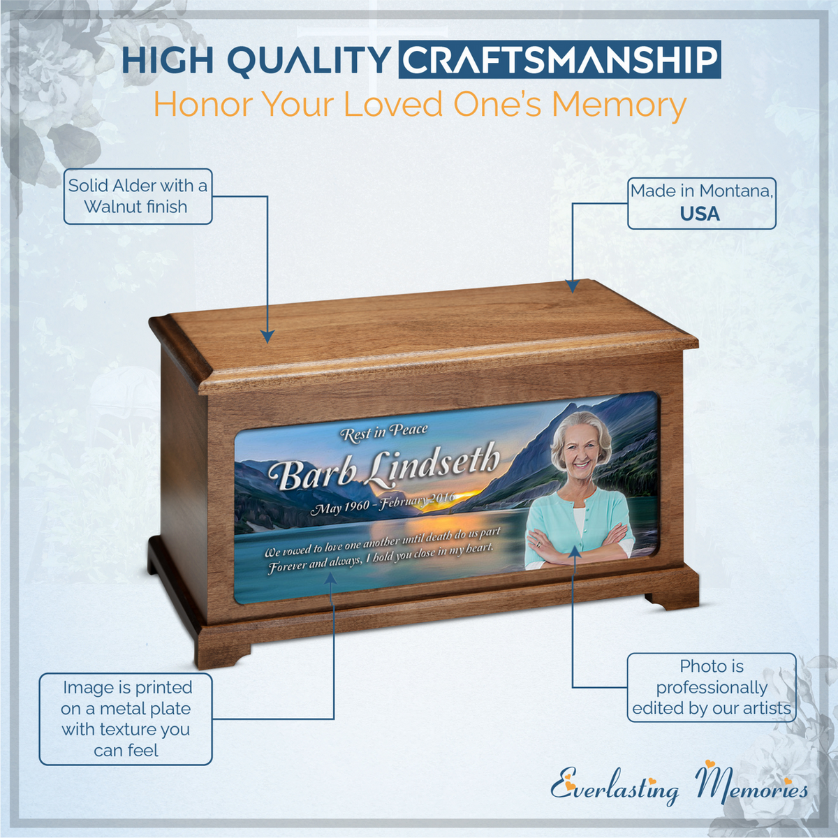 Glacial Lake Photo Cremation Urn