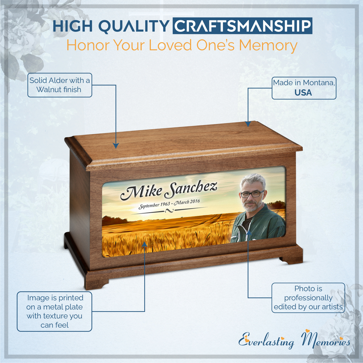 Prairie Land Picture Cremation Urn