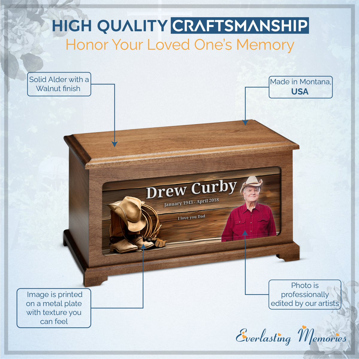 Cowboy Urn With Photo
