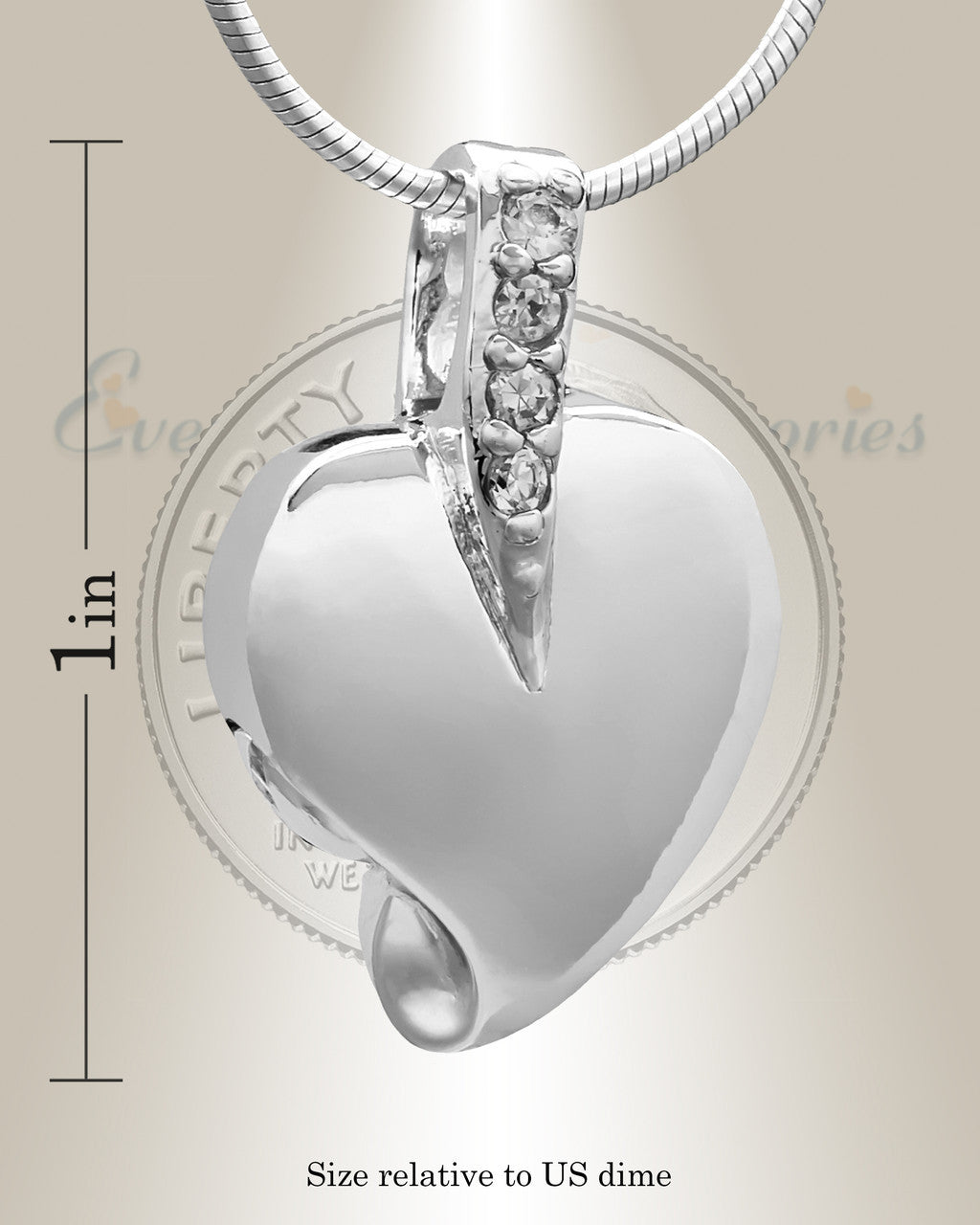 Silver Heavenly Heart Cremation Jewelry