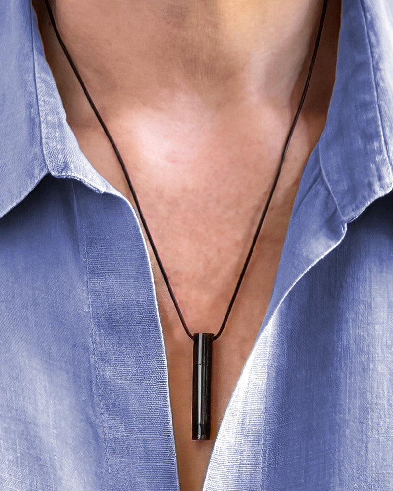 Forever Collection Black Plated Hero Cremation Necklace