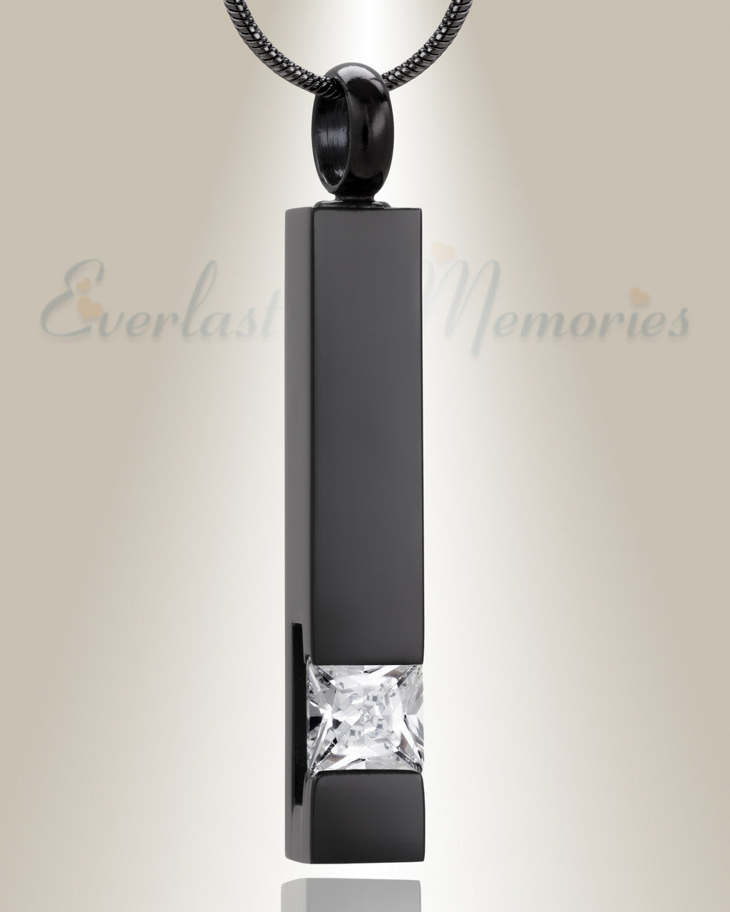 Black Plated Stately Cylinder Cremation Necklace