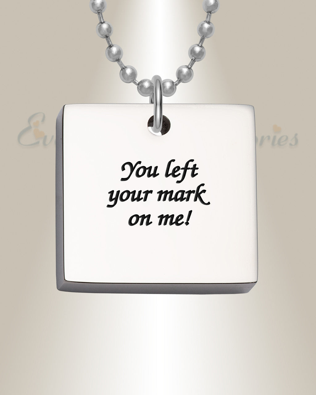 Silver Thick Squared Photo Engraved Pendant