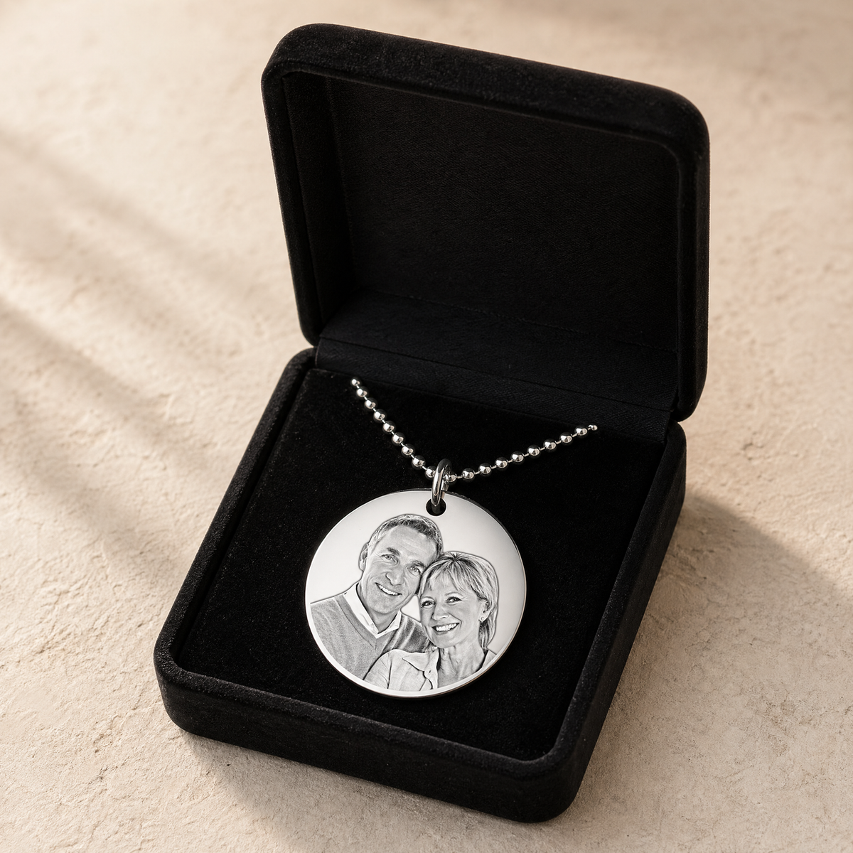 Thick Round Photo Engraved Stainless Keepsake