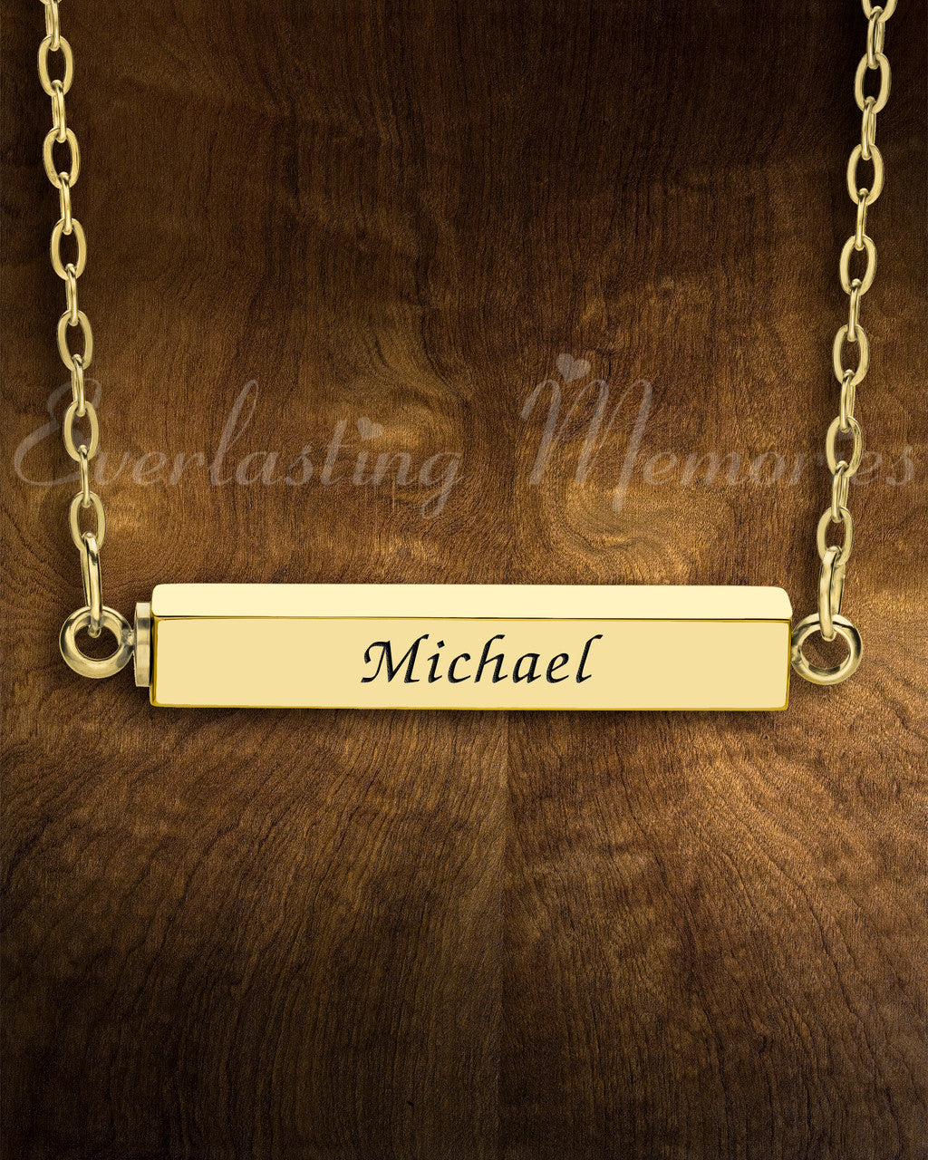 Gold Plated Plain Stainless Steel Bar Cremation Necklace