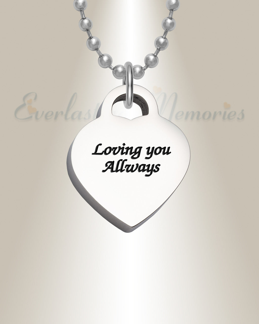 Small Thick Heart Picture Engraved Stainless Keepsake