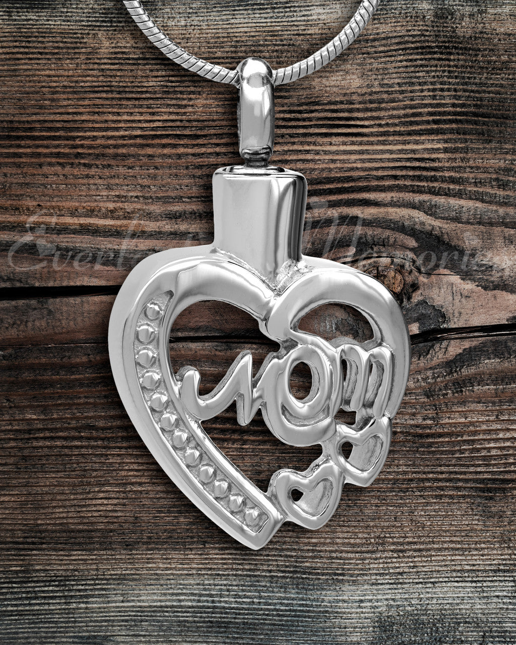Stainless Steel My Mom Heart Necklace Urn