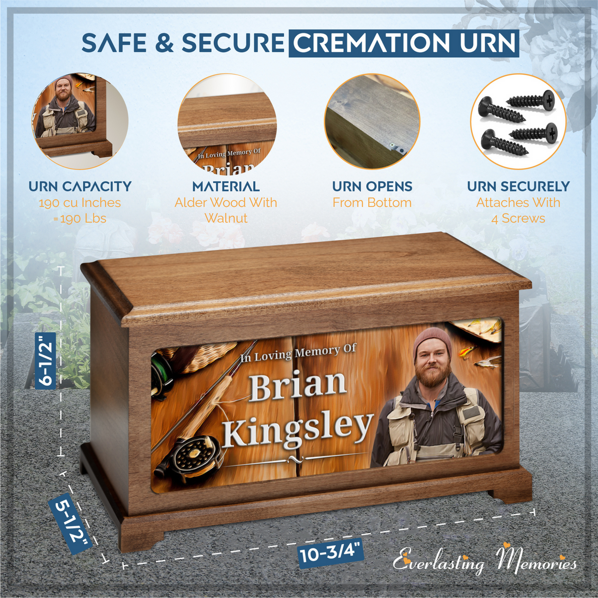 Fly Fishing Photo Urn For Ashes
