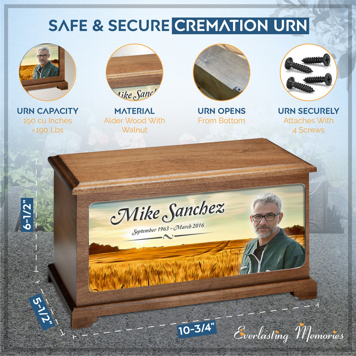 Prairie Land Picture Cremation Urn