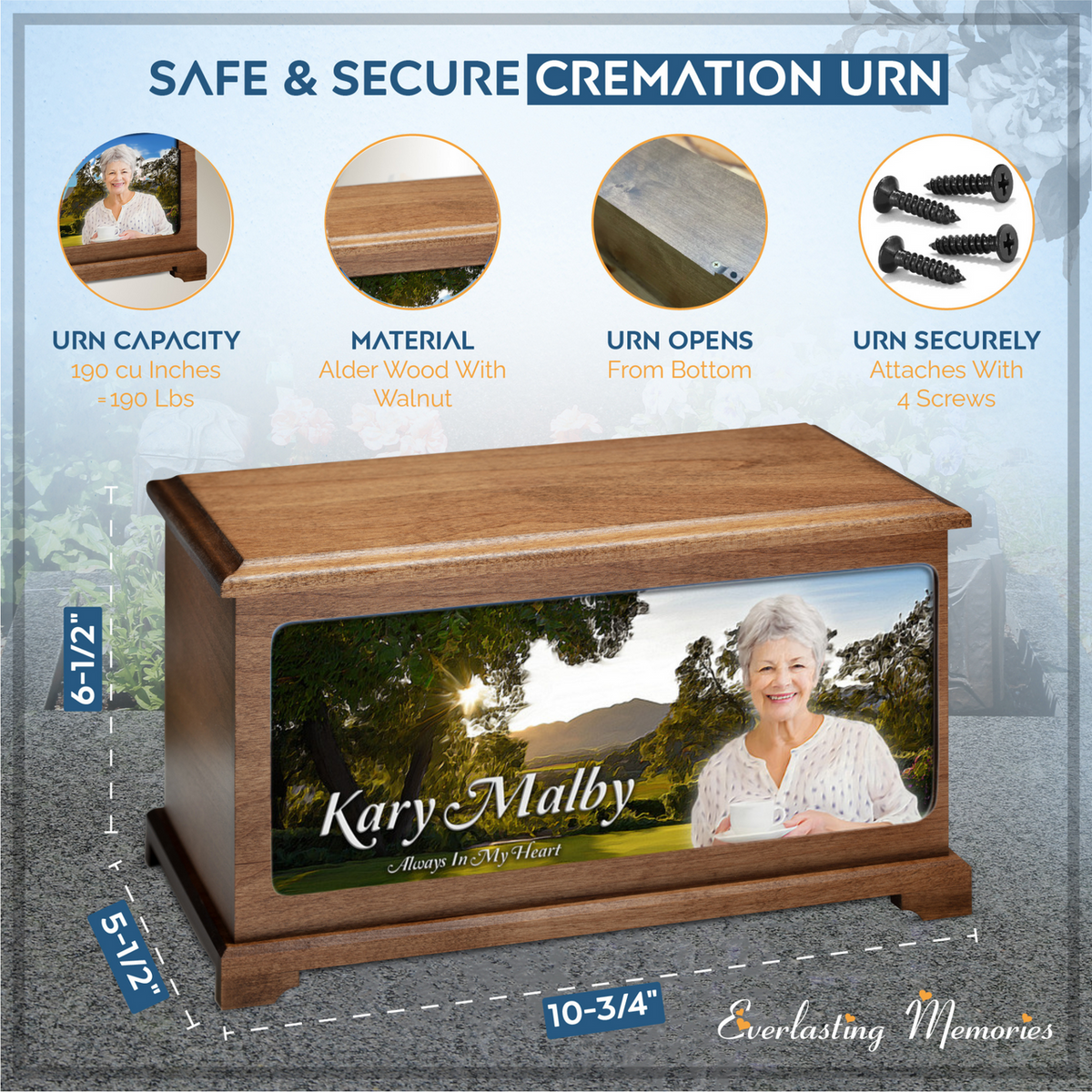 Country Garden Picture Urn For Ashes