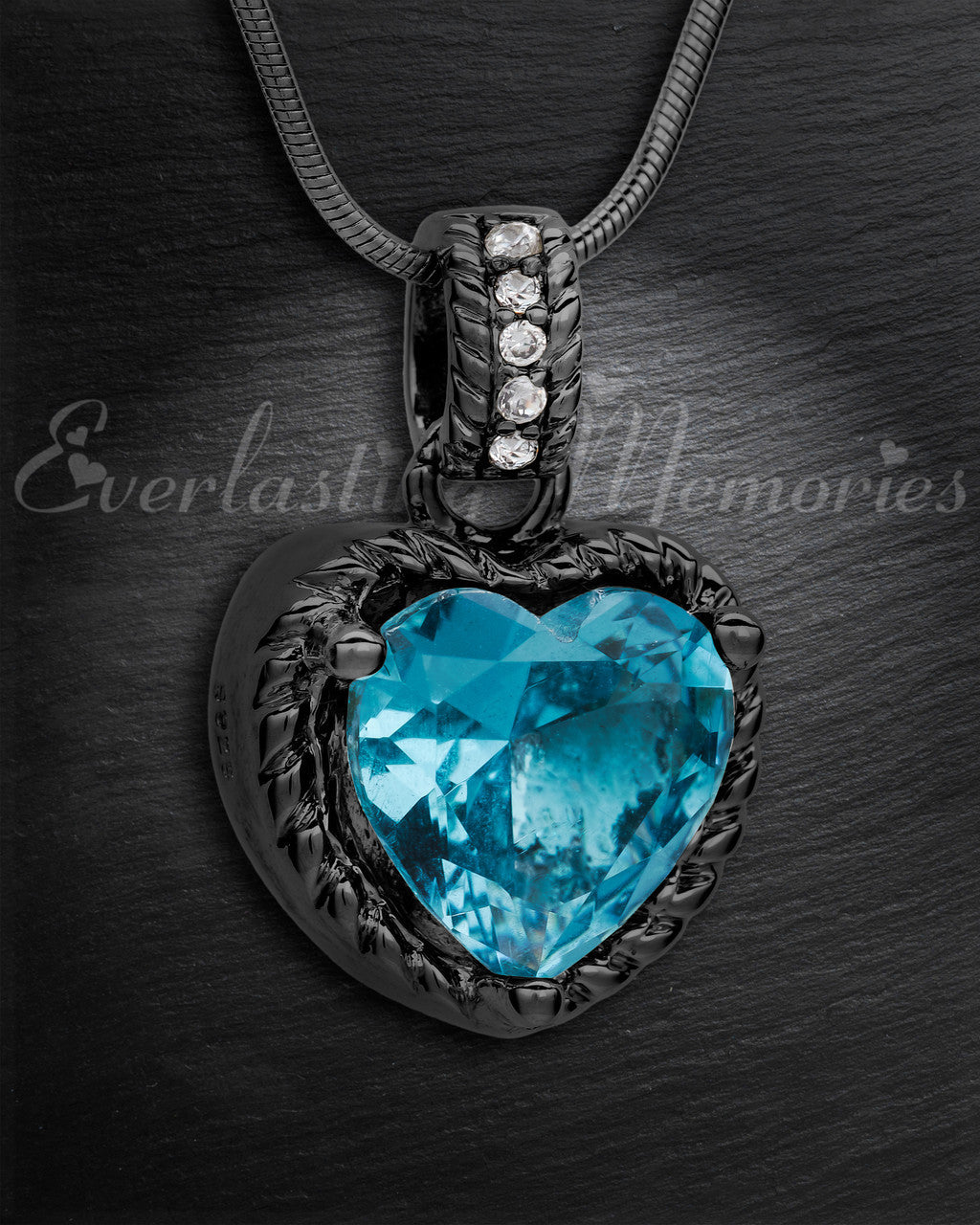 Black Sea of Hearts Cremation Jewelry