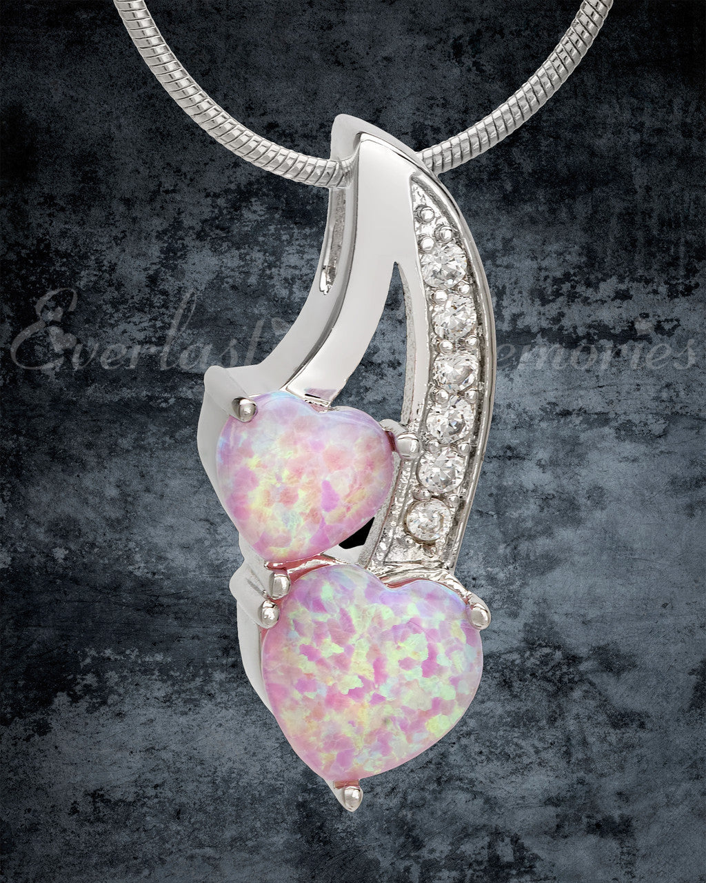 Pink Opal Calming Hearts Cremation Jewelry