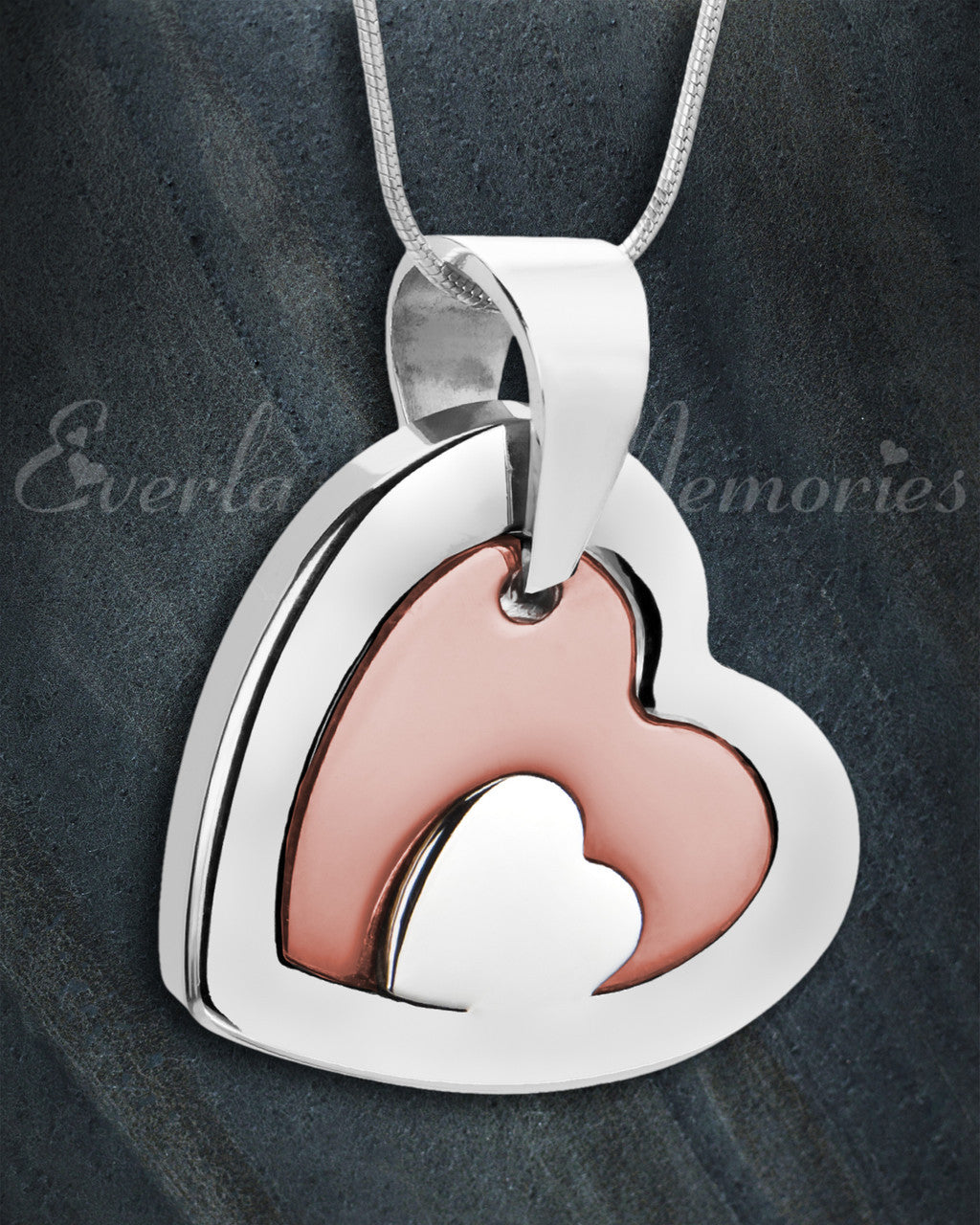 Stainless Steel with Rose Gold Honesty Heart Necklace Urn