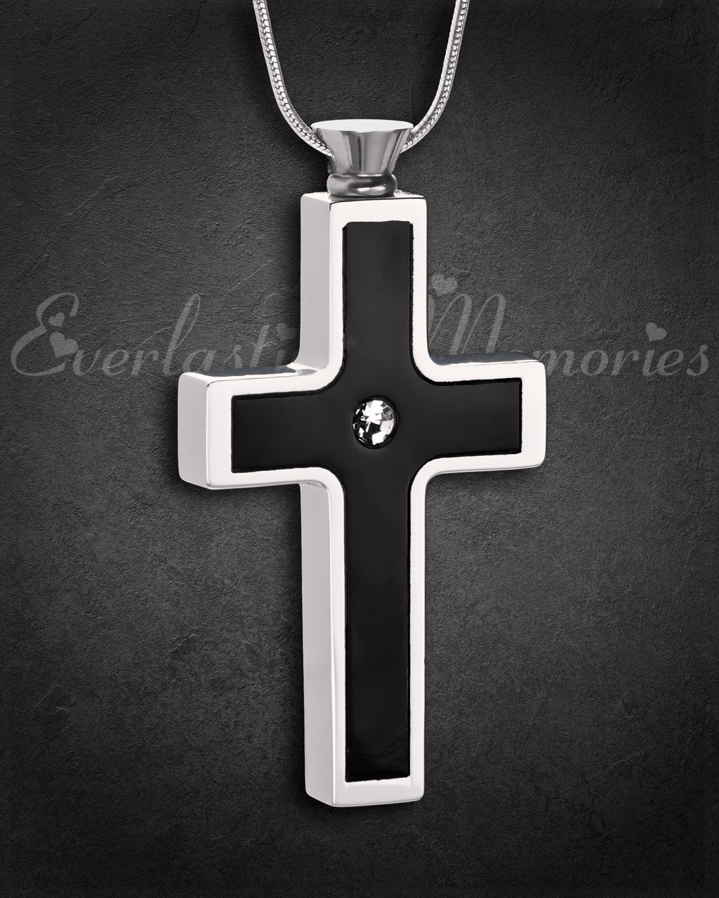 Black Stainless Dependable Cross Cremation Jewelry