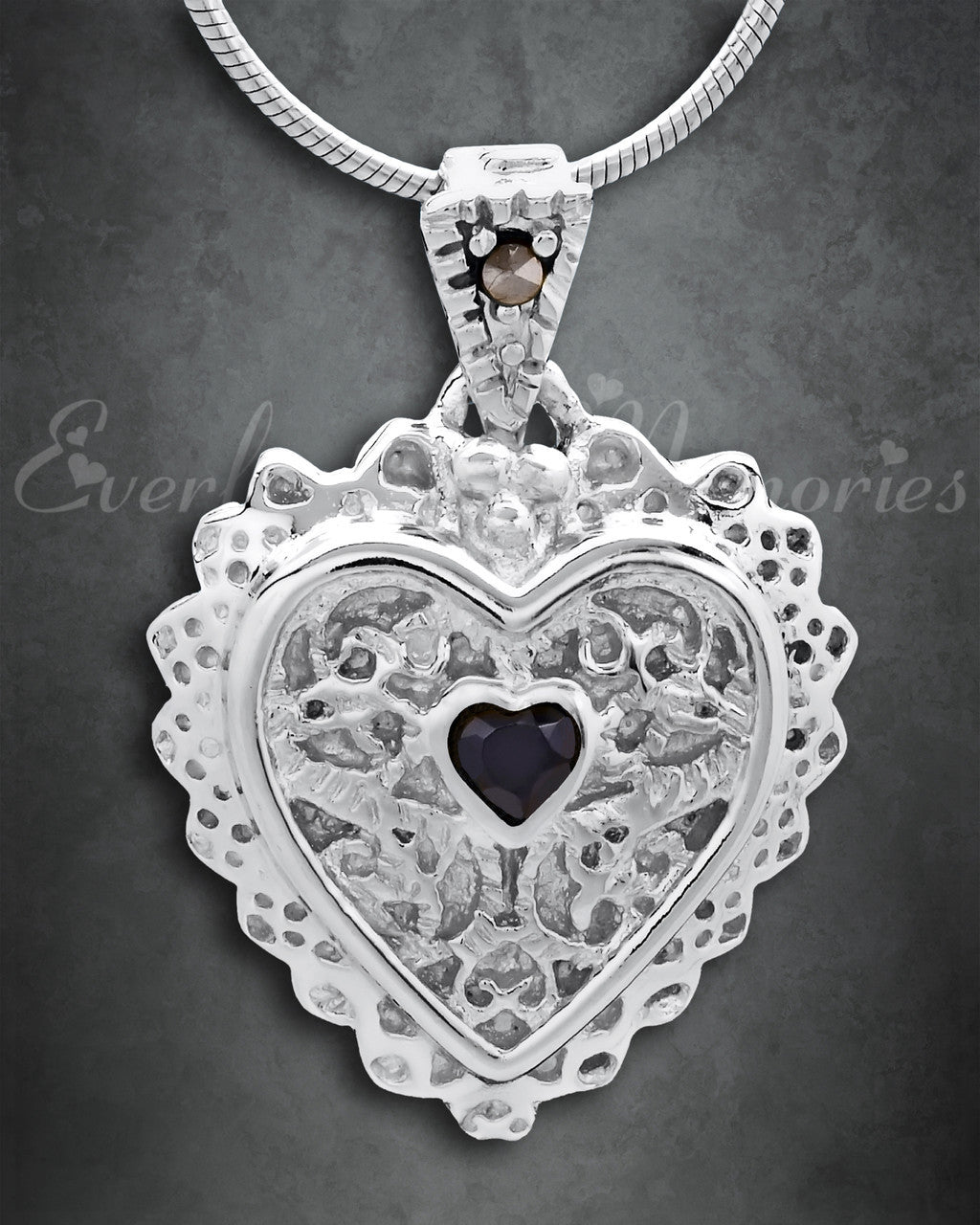 Silver Sophisticate Heart Cremation Jewelry