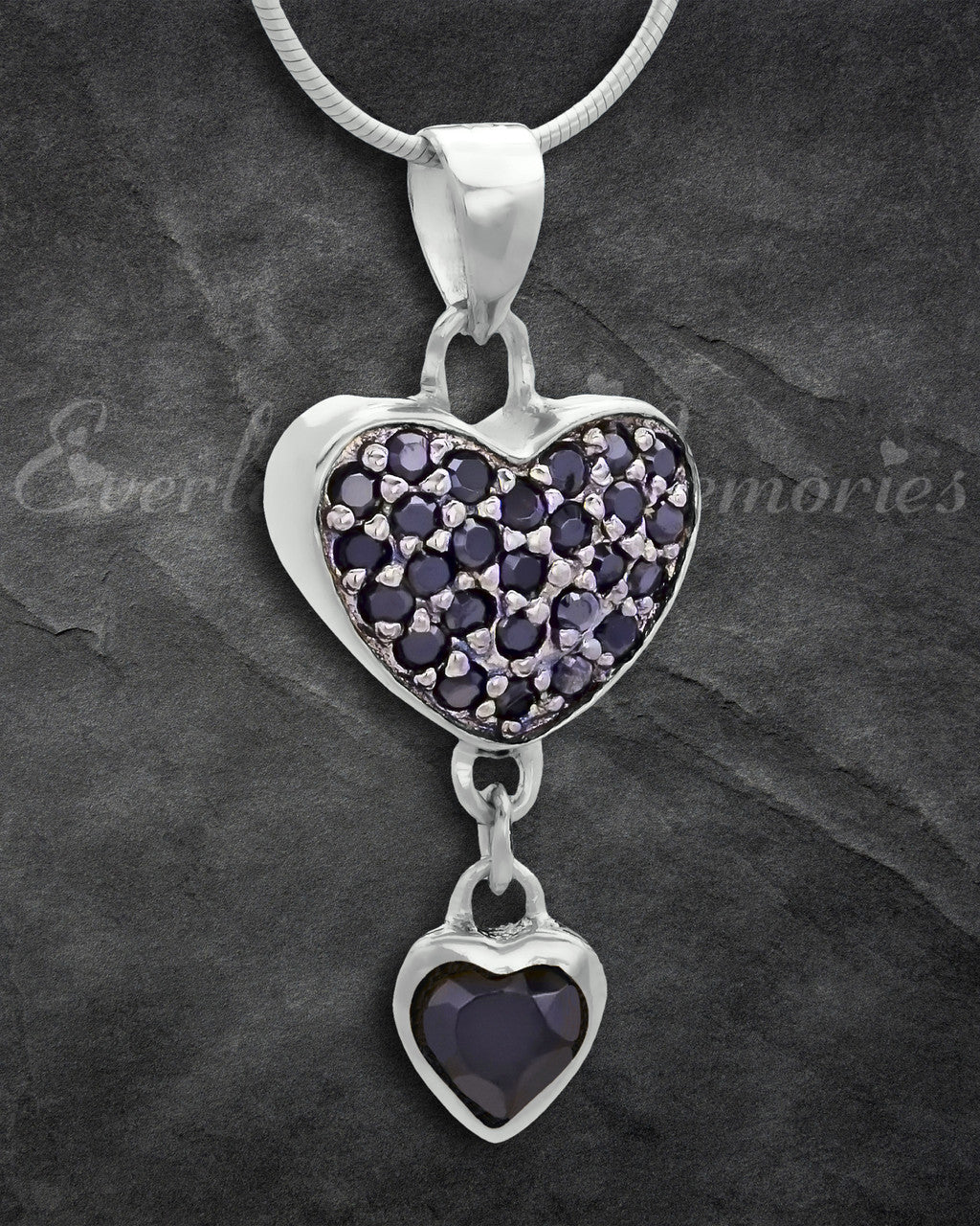 Silver Falling Heart Cremation Jewelry