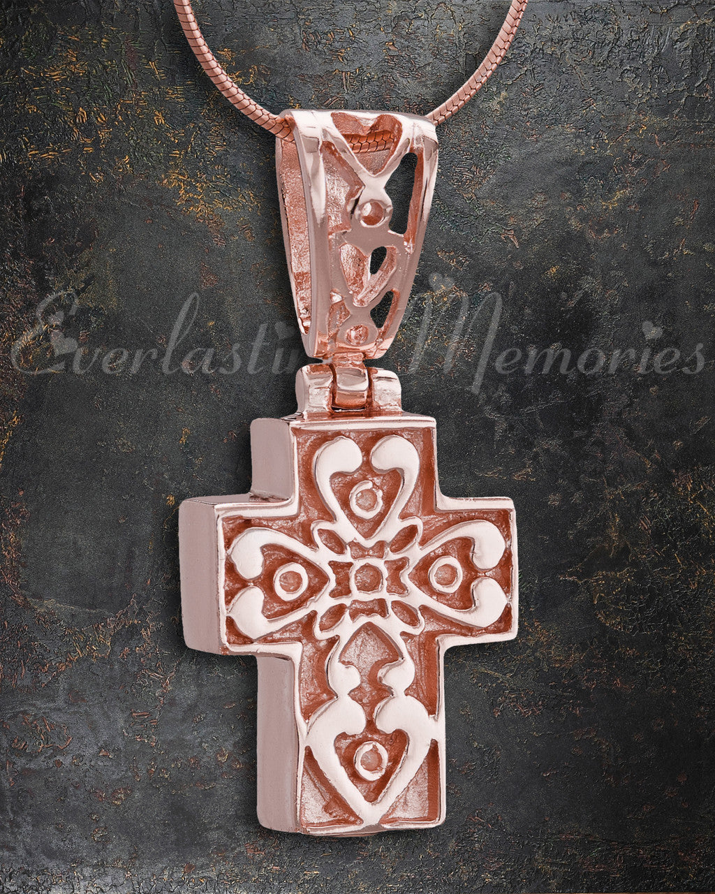 Rose Gold Loved Cross Cremation Jewelry