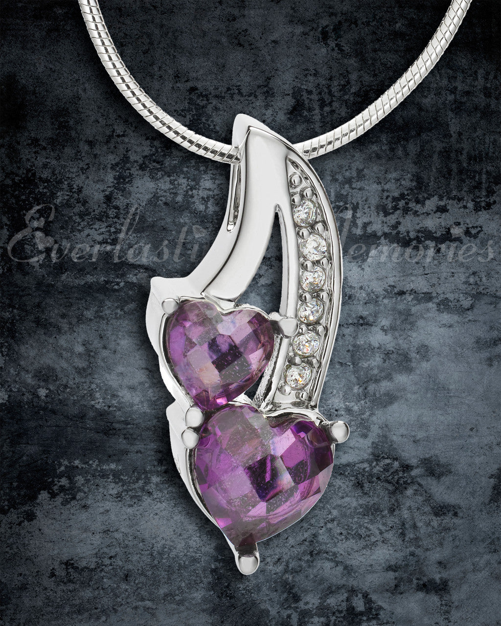 Purple Calming Hearts Memorial Jewelry