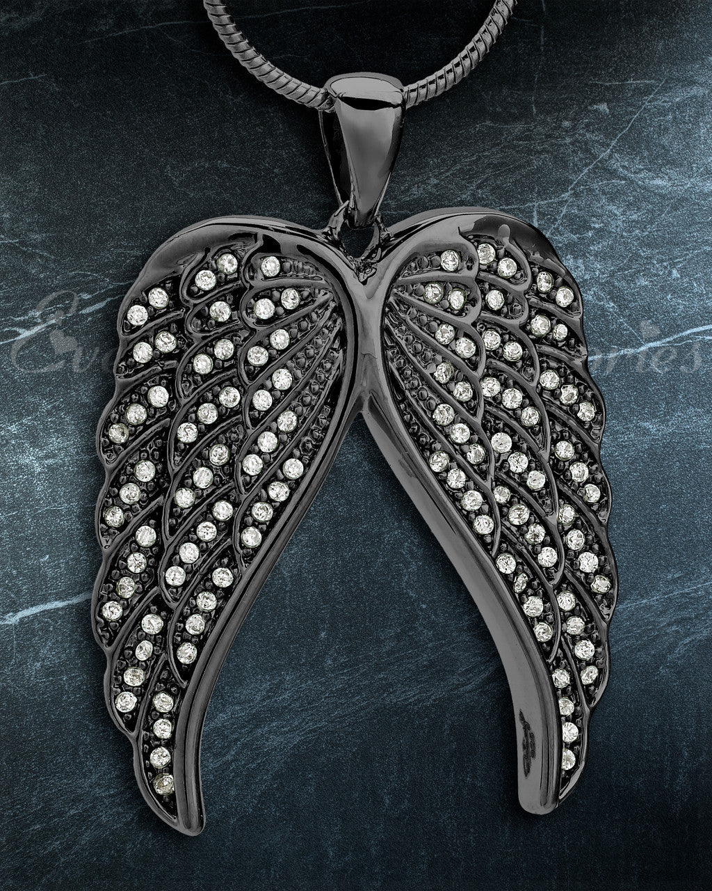 Black Spiritual Wings Memorial Jewelry