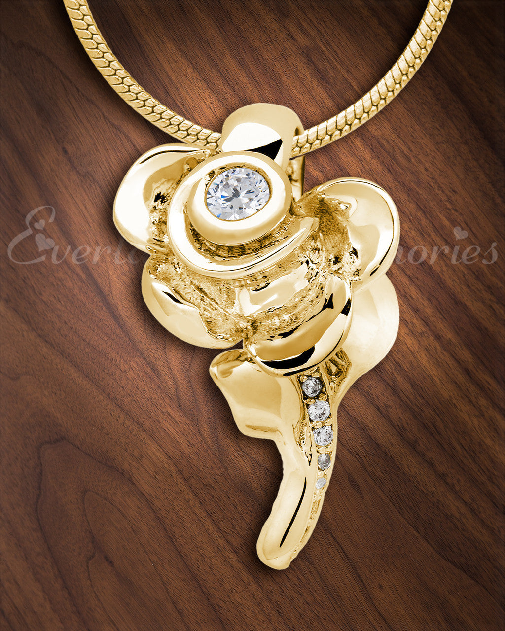 Gold Plated Radiant Rose Memorial Jewelry
