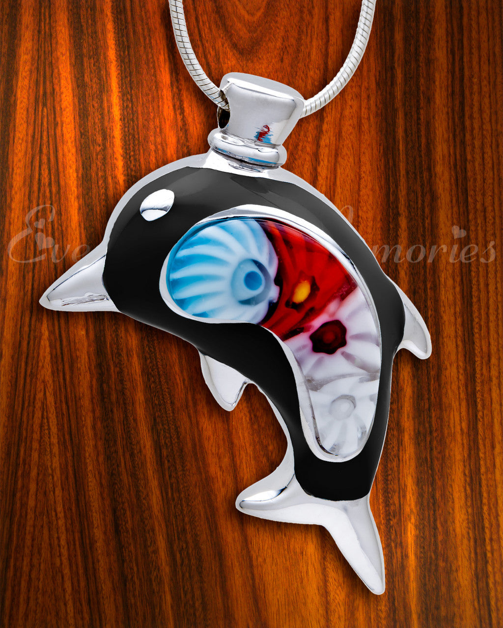 Black Graceful Dolphin Cremation Jewelry