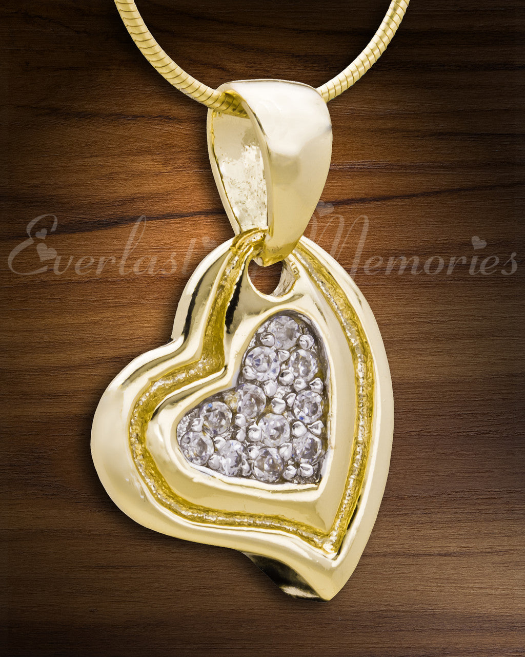 Gold Plated Delighted Heart Cremation Jewelry