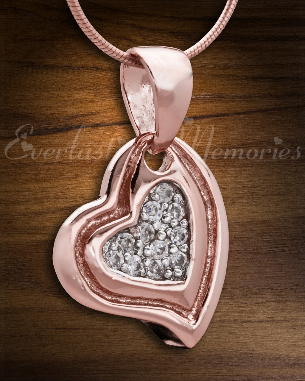 Rose Gold Delighted Heart Cremation Jewelry