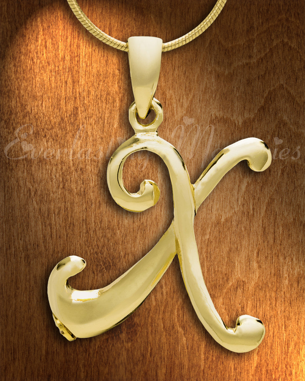 Gold "X" Initial Cremation Jewelry