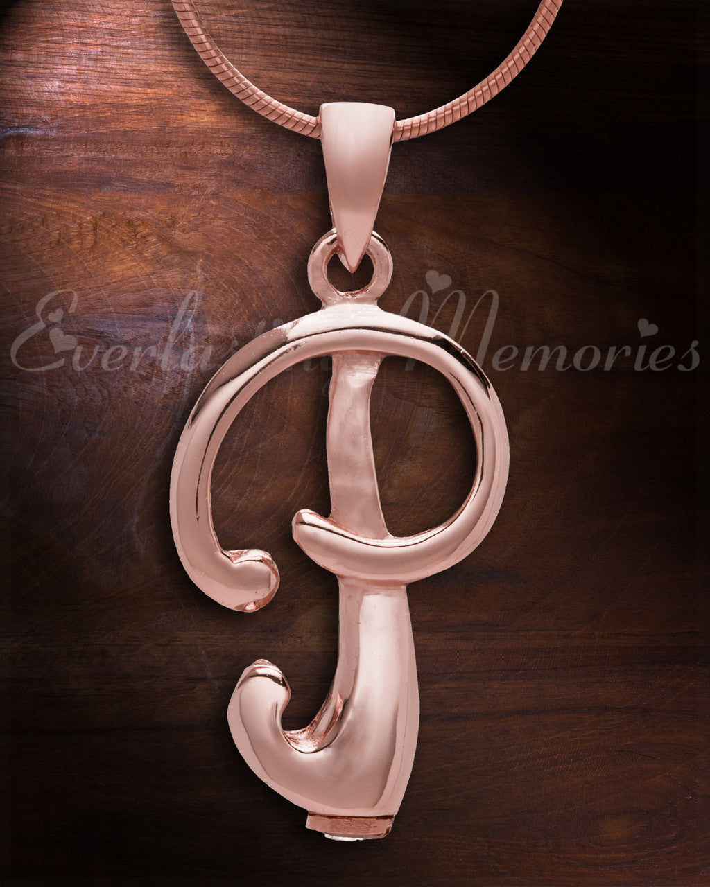 Rose Gold "P" Initial Cremation Jewelry