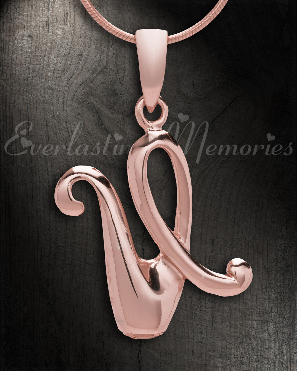 Rose Gold "U" Initial Cremation Jewelry