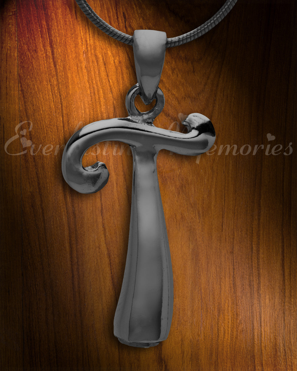 Black "T" Initial Cremation Jewelry