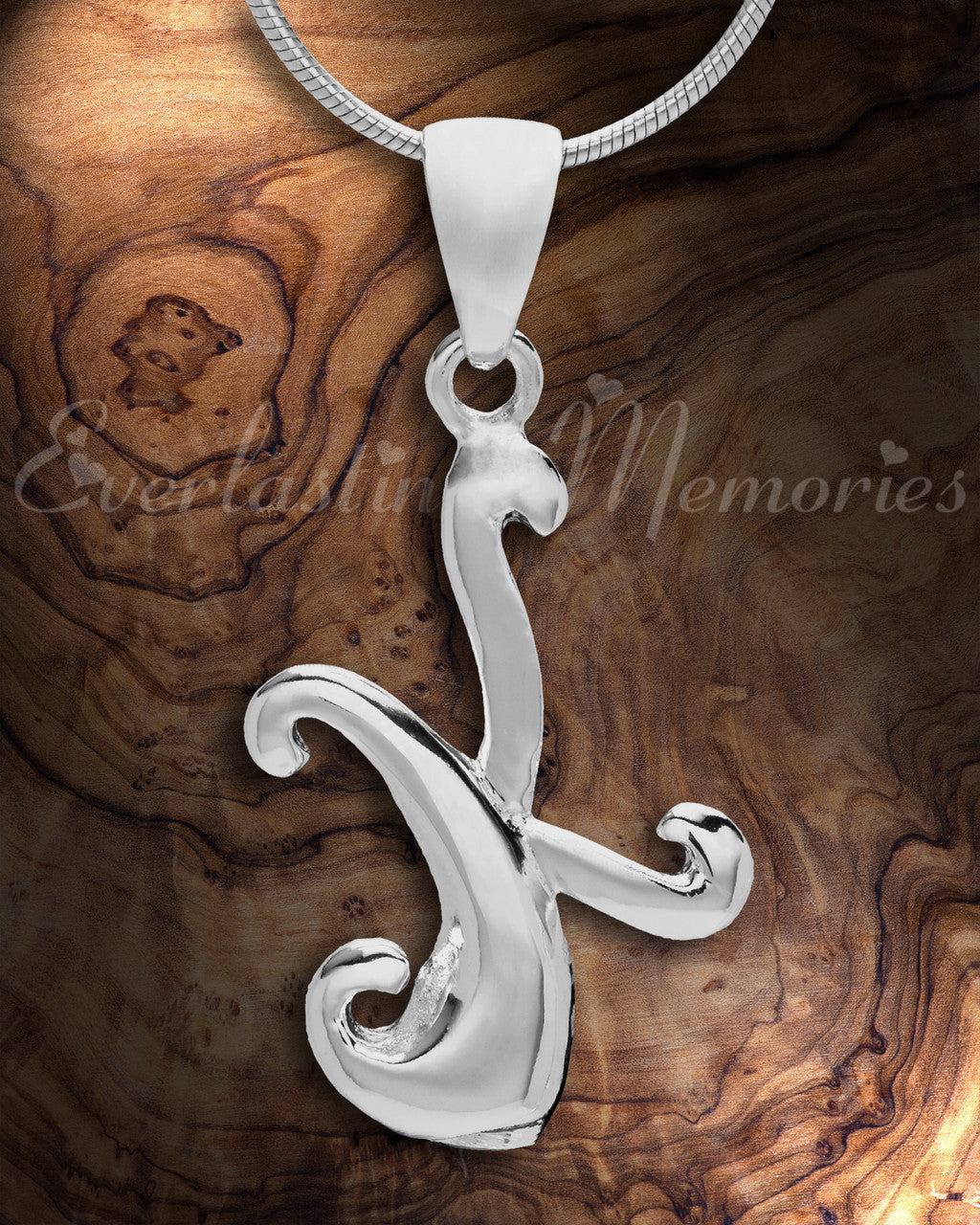 Silver "K" Initial Cremation Jewelry