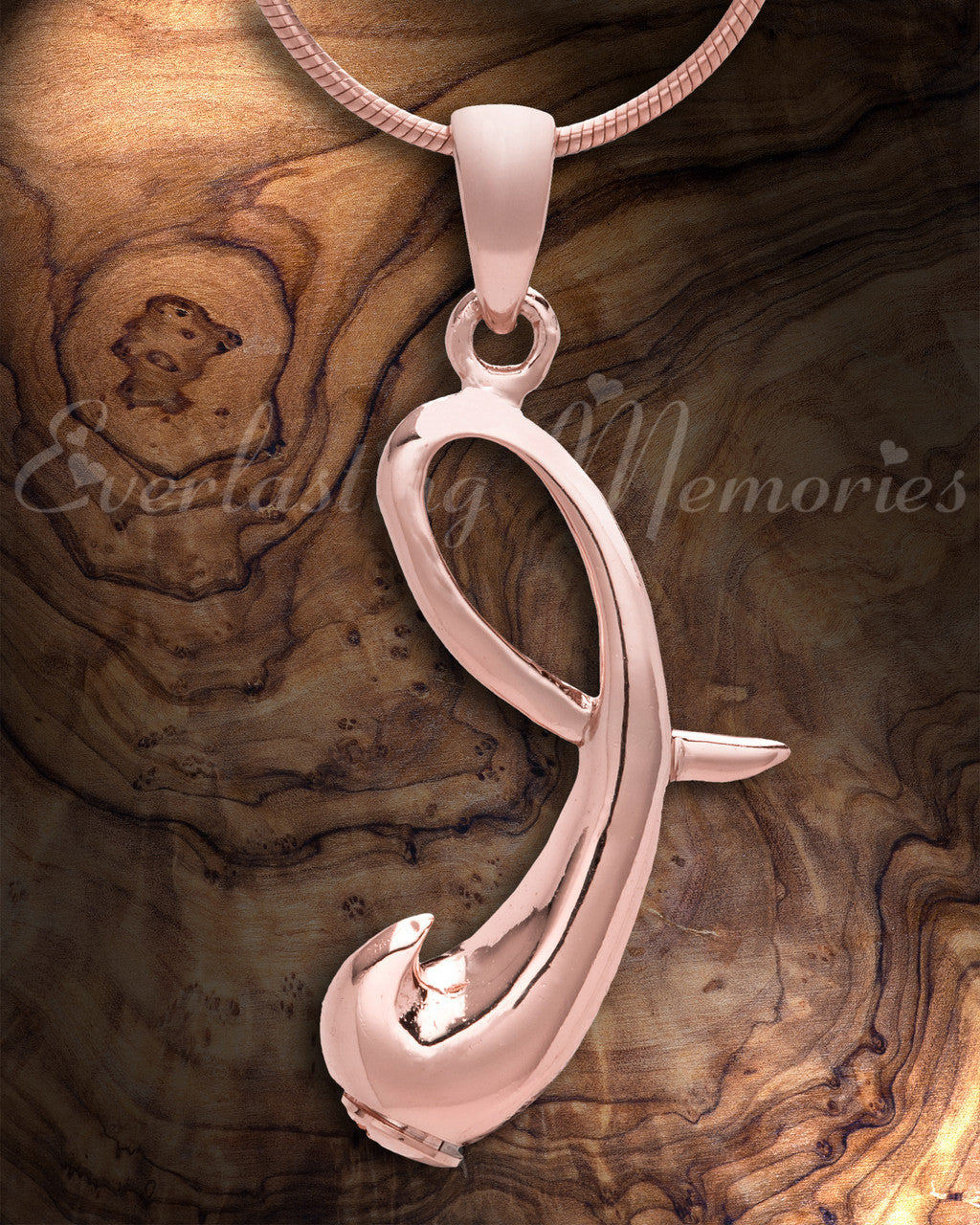 Rose Gold "I" Initial Cremation Jewelry
