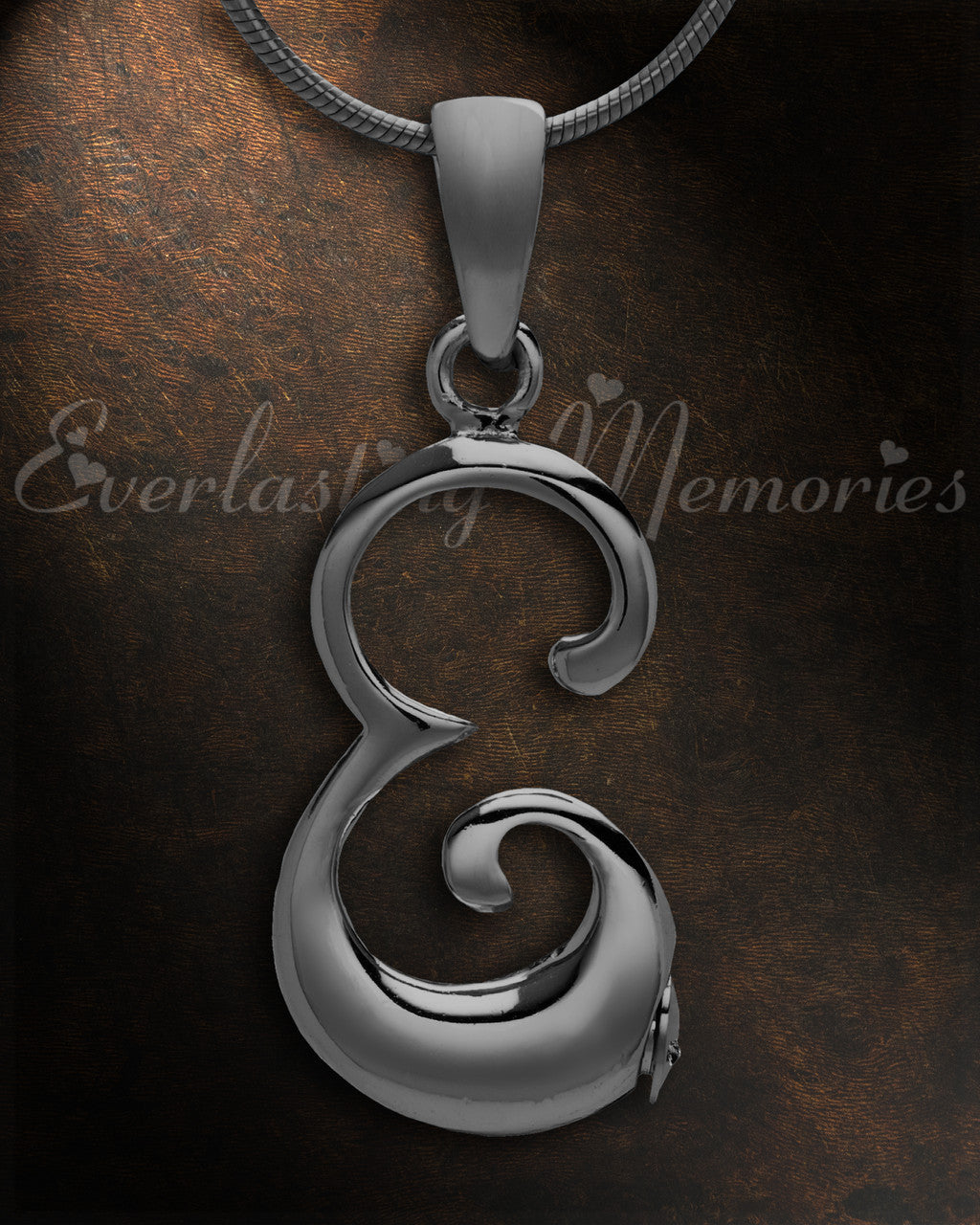 Black "E" Initial Cremation Jewelry