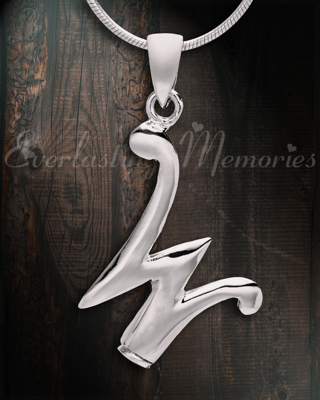 Silver "W" Initial Cremation Jewelry