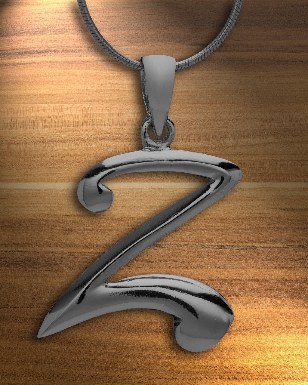 Black "Z" Initial Cremation Jewelry