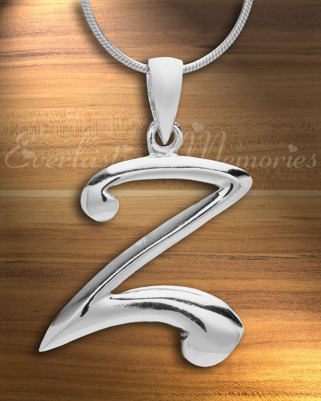 Silver "Z" Initial Cremation Jewelry