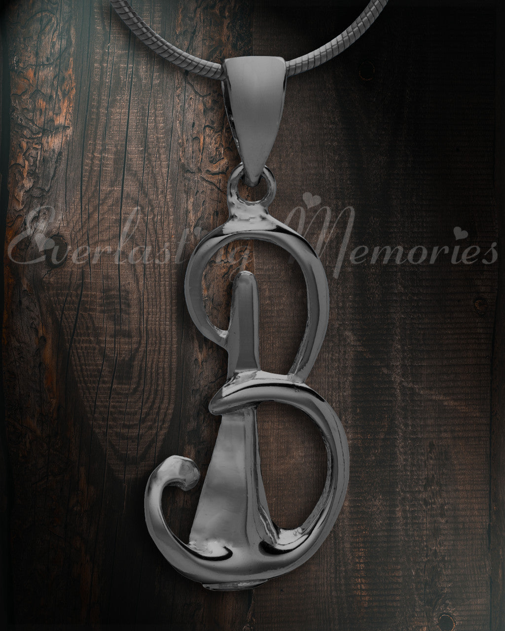Black "B" Initial Cremation Jewelry