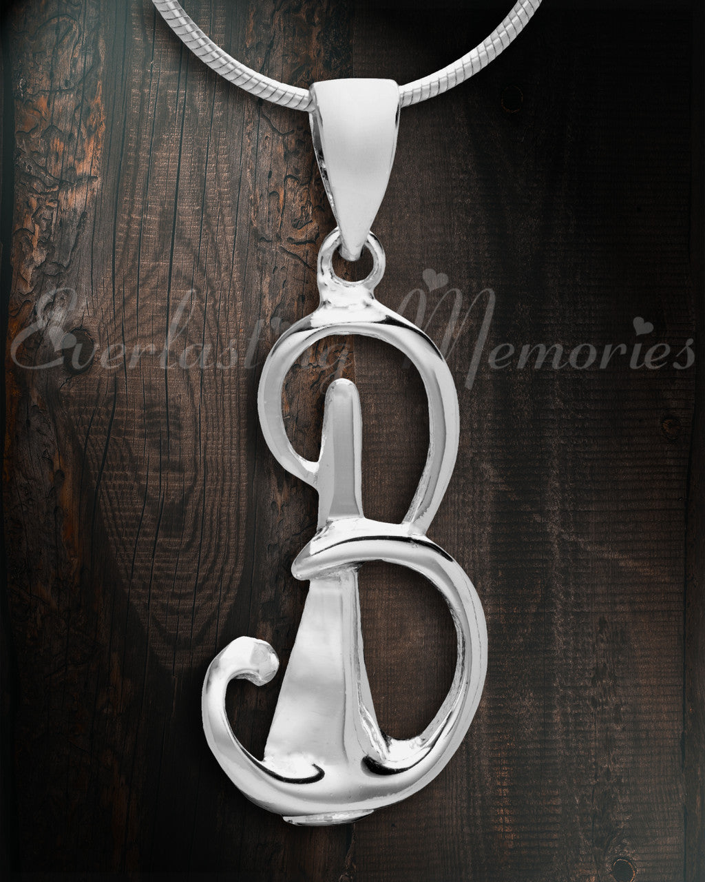 Silver "B" Initial Cremation Jewelry