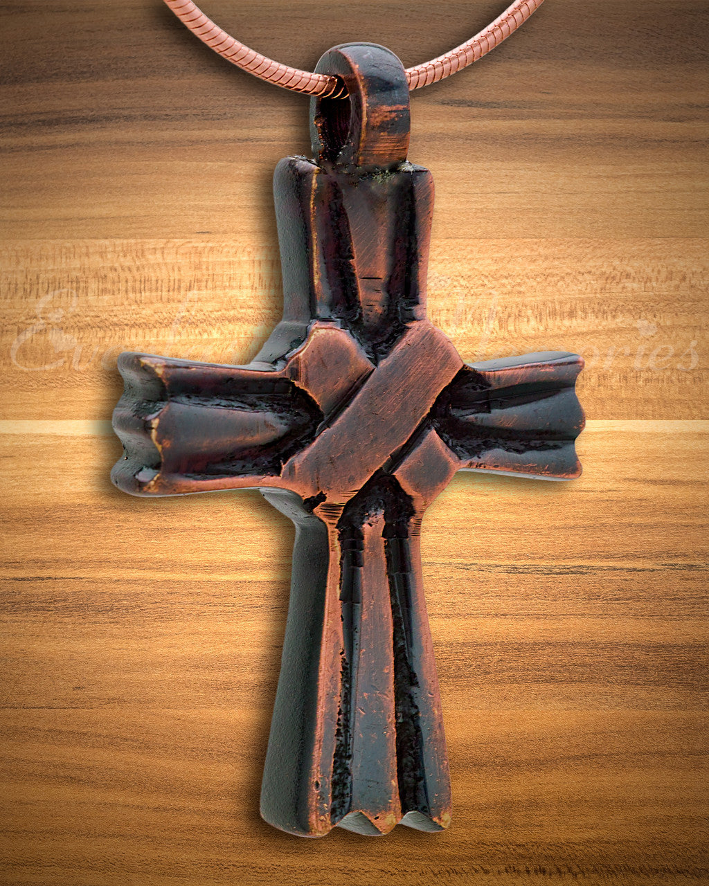Copper Cloaked Cross Memorial Pendant