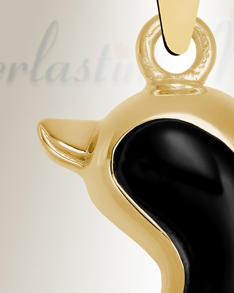 Gold Plated Onyx Dolphin Jewelry Urn