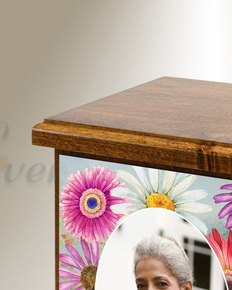 Daisy Wood Photo Cremation Urn