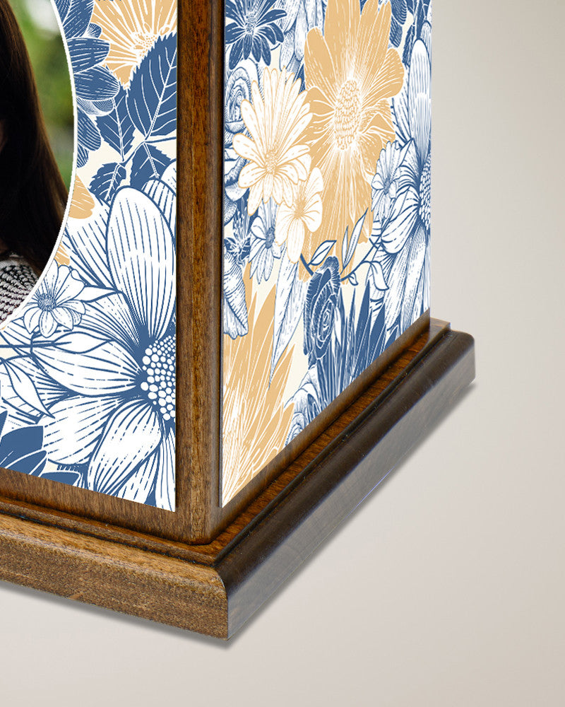 Floral Wood Photo Cremation Urn