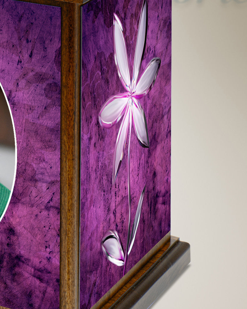 Purple Wood Photo Cremation Urn