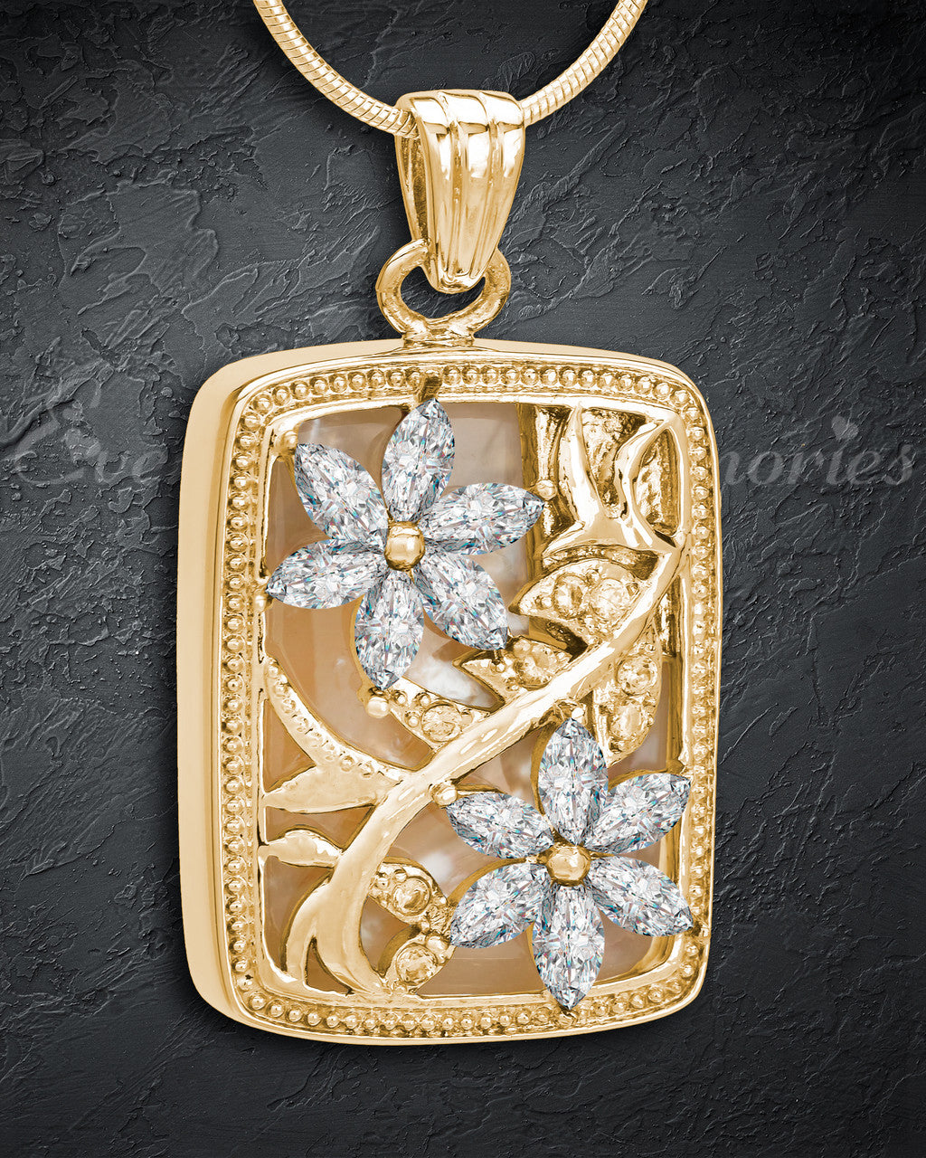 Gold and Clear In Bloom Cremation Jewelry