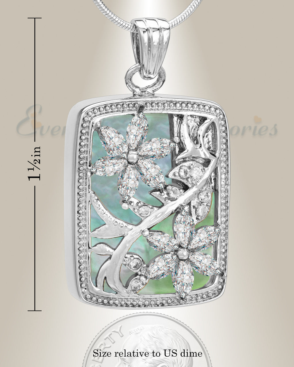 Silver and Clear In Bloom Cremation Jewelry