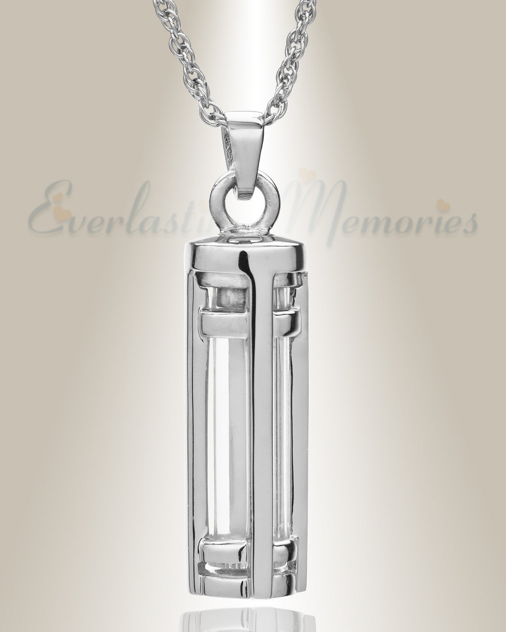 14K White Gold Fulfillment Cylinder Memorial Pendant