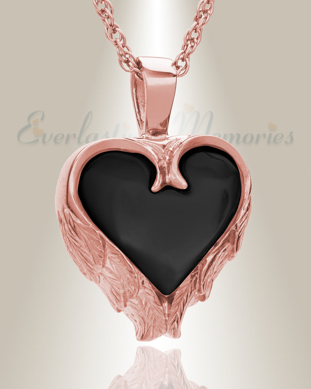 14K Rose Gold Onyx Innocent Heart Cremation Pendant