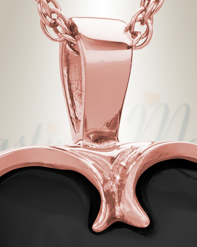 14K Rose Gold Onyx Innocent Heart Cremation Pendant
