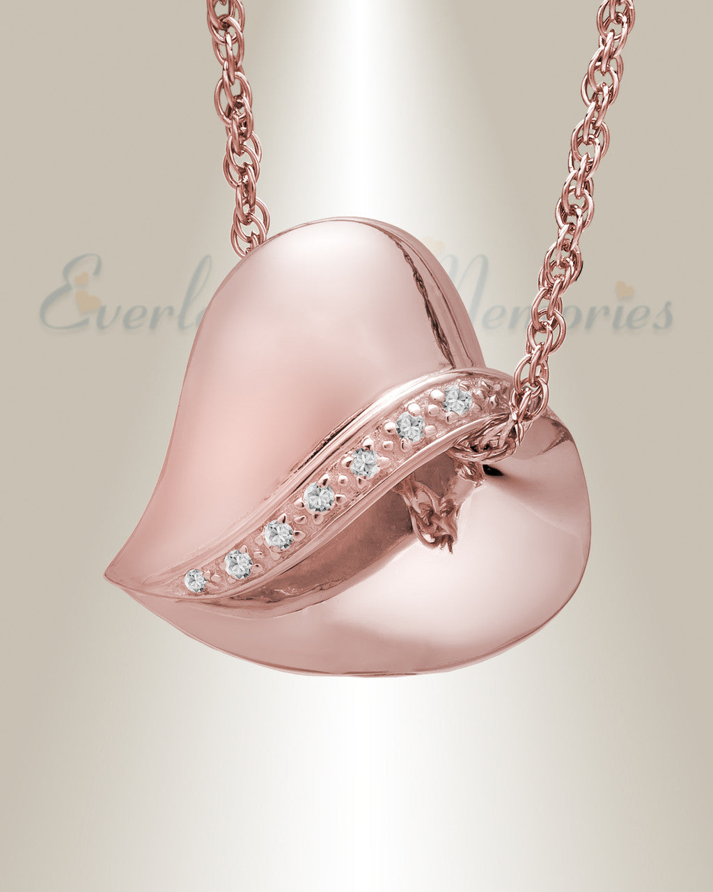 14K Rose Gold Thankful Heart Memorial Pendant